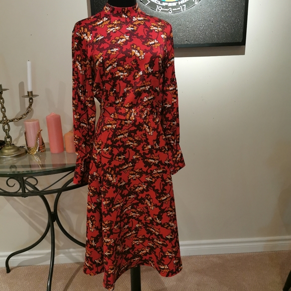 2/30 ANN TAYLOR Floral Mock Neck Lantern Sleeve Blouse - Picture 10 of 11
